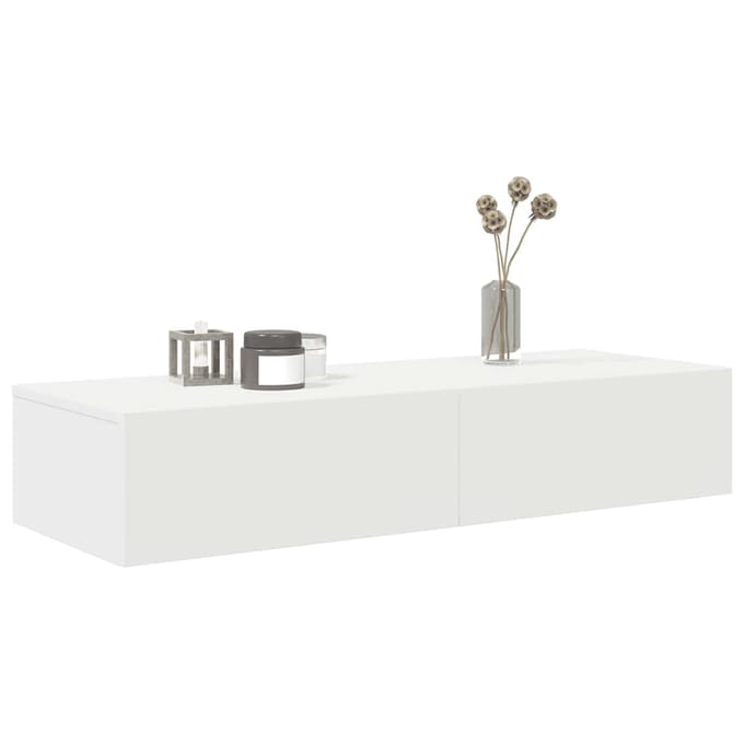 vidaXL - Wandschap - met - lades - 100x36x19 - cm - bewerkt - hout - wit