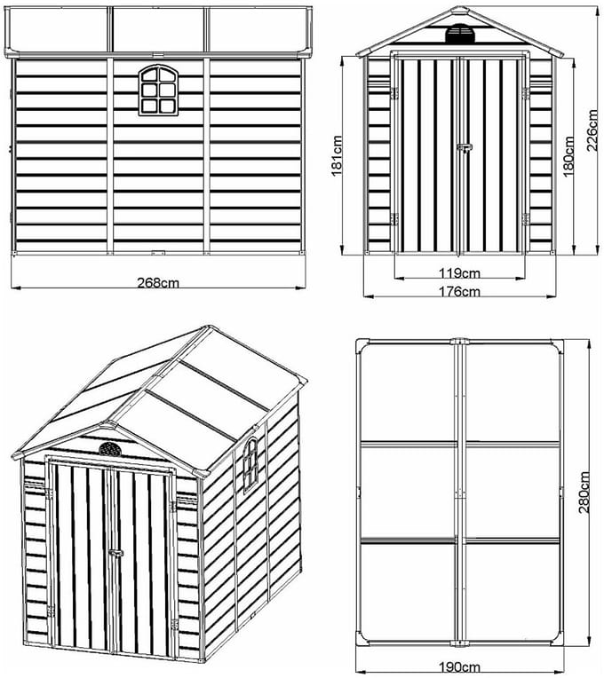 Vente-unique Tuinhuisje van antracietgrijze hars 5,32 m² - CESIO