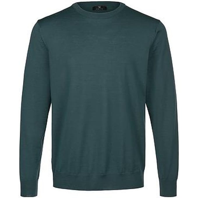 Trui 100% scheerwol ronde hals Van Peter Hahn turquoise