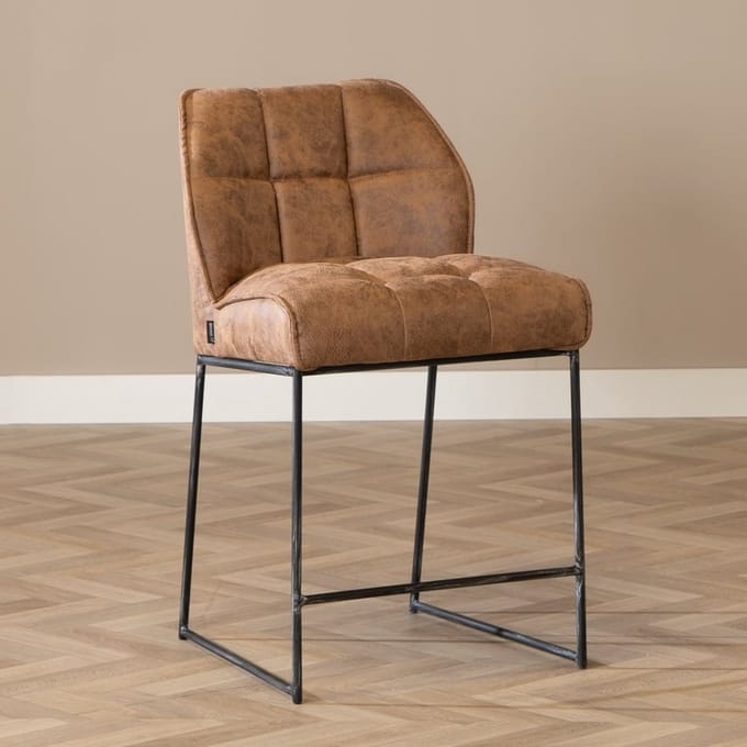 Bronx71® Industriële barkruk Abel cognac 70 cm - barstoel