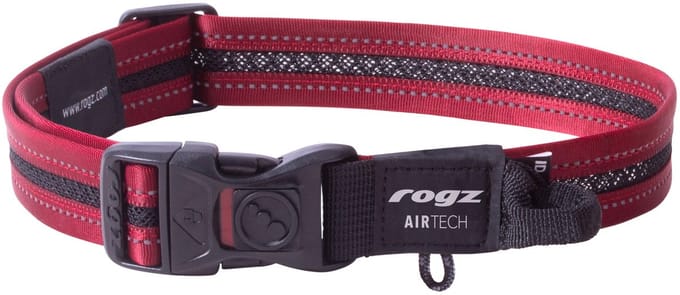 Rogz Air Tech Halsband Zwart&Donkerrood - Hondenhalsband - L 34-56 Cm