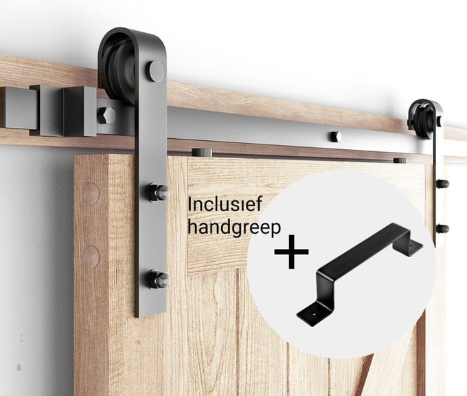 Stalen Schuifdeursysteem Citizen 200 cm + Deurgreep | Zwart