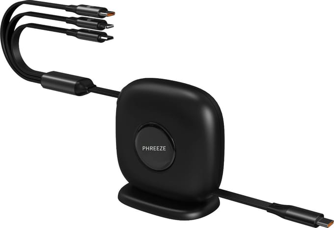 Uitrekbare USB C Kabels naar USB C, 8-PIN en Micro-USB - 100W Snellader - Universeel - 1.7 Meter - Plakbevestiging - Bureau Oplader - Stekkerdoos USB