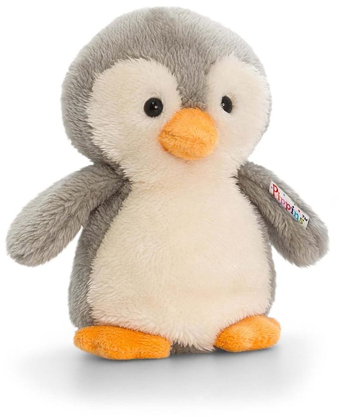 Keel Toys Pinguin - pluche knuffel - grijs/wit - 14 cm