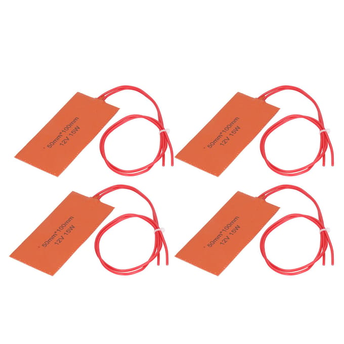 4PCS Coussin Chauffant en Caoutchouc Silicone Tapis Chauffant Flexible pour Couverture Électrique Bidon d'Huile 12V 15W