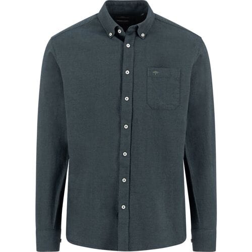 Fynch-Hatton Overhemd Solid Color Button-Down Dark Ivy / male