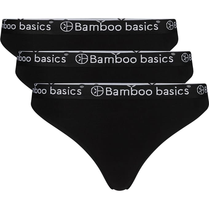 Bamboo Basics Strings Emma - Bamboe String Dames Zwart - 3-pack - Maat S - Bamboe Ondergoed Dames