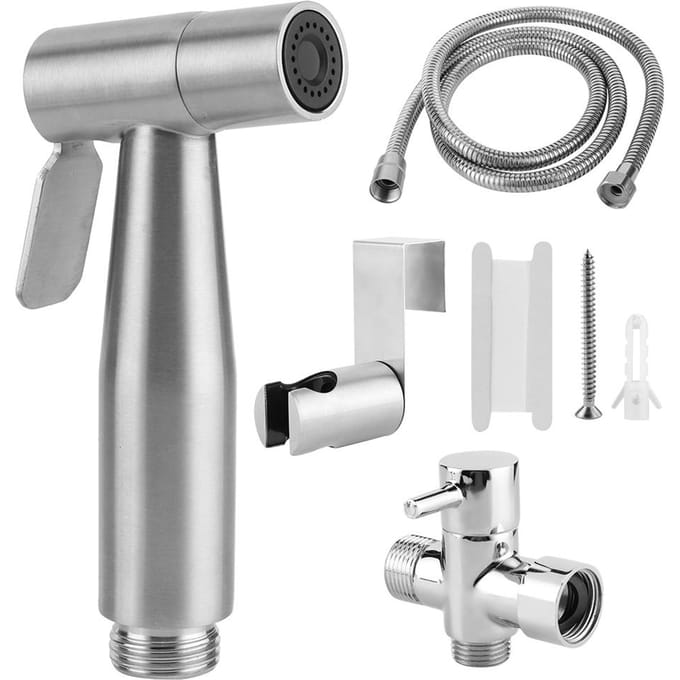 RVS Handheld Bidet Toiletsproeier Set Baby Stoffen Luier Sproeier Slang Houder Kit voor gray
