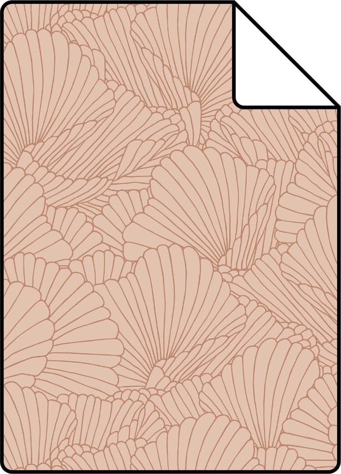 Proefstaal ESTAhome behang getekende bladeren licht terracotta - 26.5 x 21 cm - 139493-S