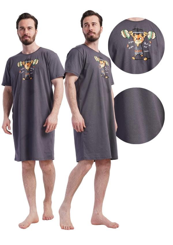 Chemise Homme Pour Dormir Coton Pour l'Été Ample Confortable Vienetta XL Agréable black