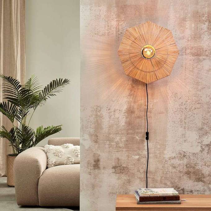 GOOD&MOJO Wandlamp Panama - Naturel - 45x7x45cm - Binnen Scandinavisch