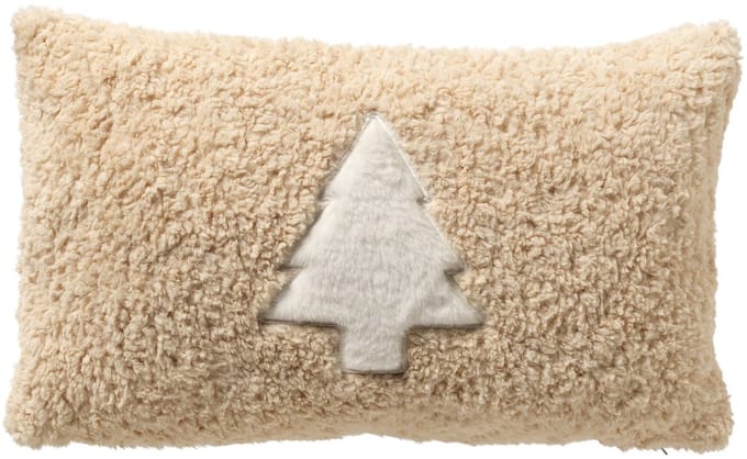 MARIT - sierkussen 30x50 cm - kerst - met teddykrullen - Natural - beige