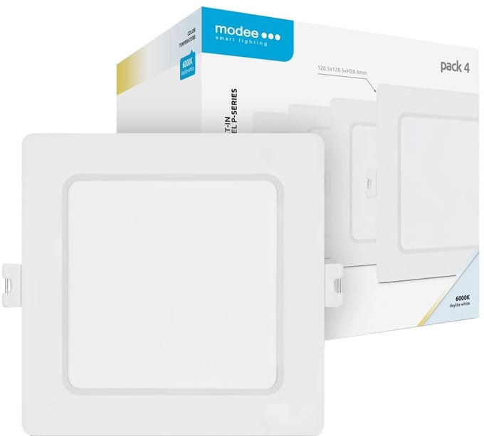 Modee LED Paneel Vierkant Inbouw - 18W - 1980lm - 12x2.8cm - 6000K - Koel Wit - 4 stuks