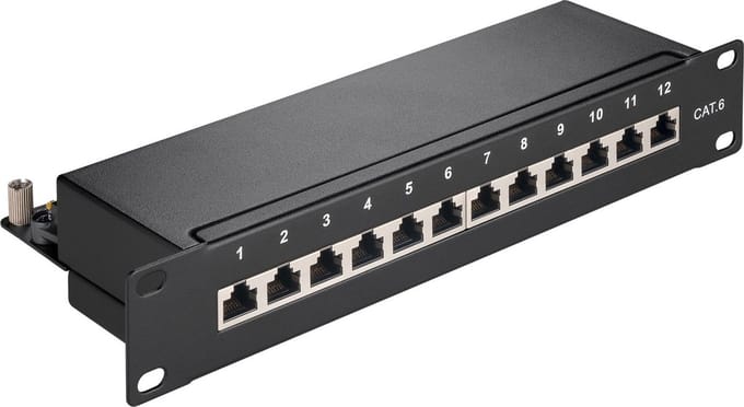 Pro CAT 6 10 inch (25.4 cm) patch panel 12 poort zwart - Zwart