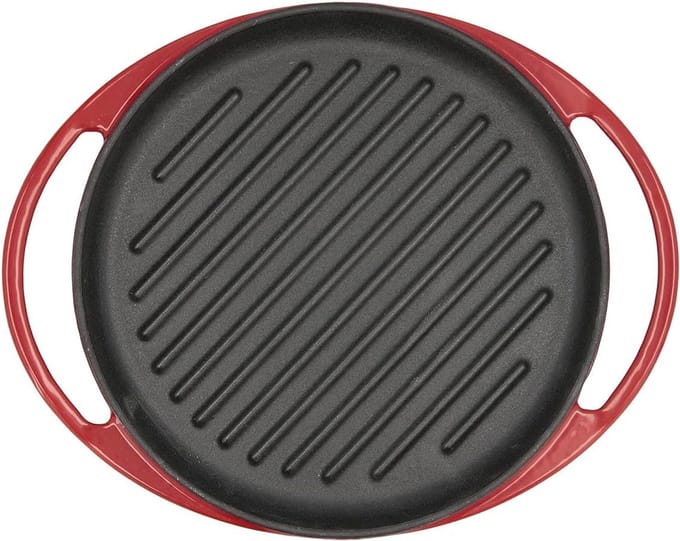 Ronde geëmailleerde braadpan van 25 cm in rood