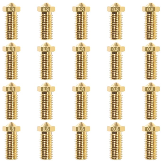 3D printer reserveonderdelen - 3D Printer Nozzles - 20-delige 0,8mm Vulkanische Messing Nozzles, Geschikt voor V5/V6 3D Printers
