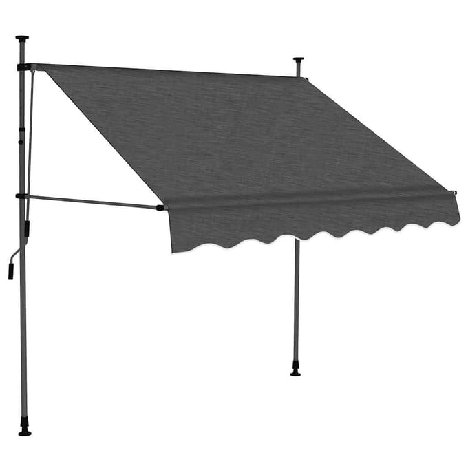 vidaXL - Luifel - handmatig - uitschuifbaar - met - LED - 150 - cm - antracietkleurig