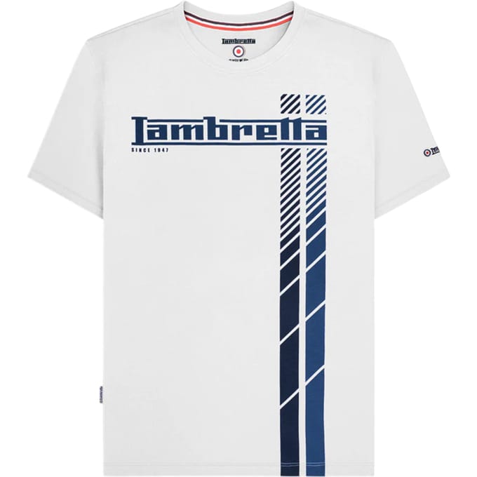 Lambretta Heren Racing Stripe T-shirt (Wit/Navy/Donkerblauw)