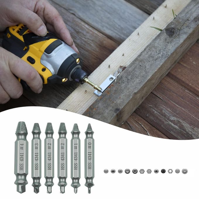 6 stuks gebroken schroefuithalers set gestript beschadigd schroefverwijderaar 6Pcs