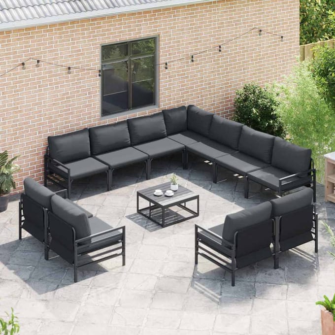 vidaXL - Tuinbank - Set - 12 - st - Zwart - Staal