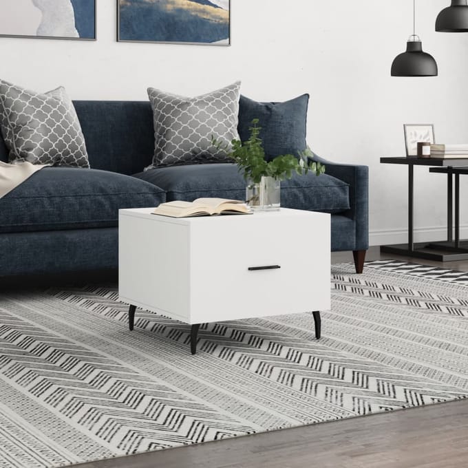 vidaXL - Salontafel - 50x50x40 - cm - bewerkt - hout - wit