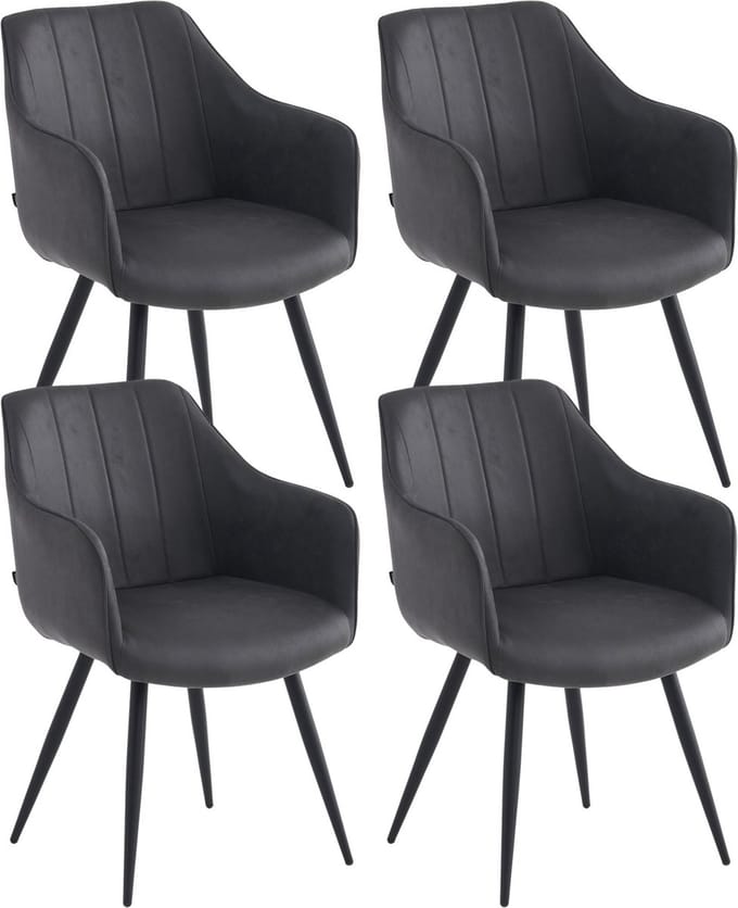Colenis® - Verto Eetkamerstoel - Set Van 4 - Antraciet - Microfiber Stof - Microvezel - Industrieel