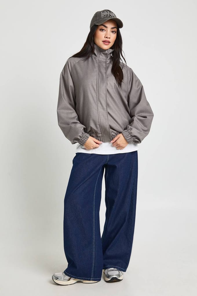 boohoo Dames Trechter Hals Jas | Grey | Maat: 10