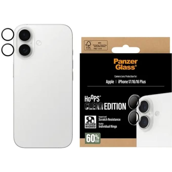 PanzerGlass Screenprotector geschikt voor Apple iPhone 17 Glazen | PanzerGlass Hoops Camera Lens Protector - Case Friendly