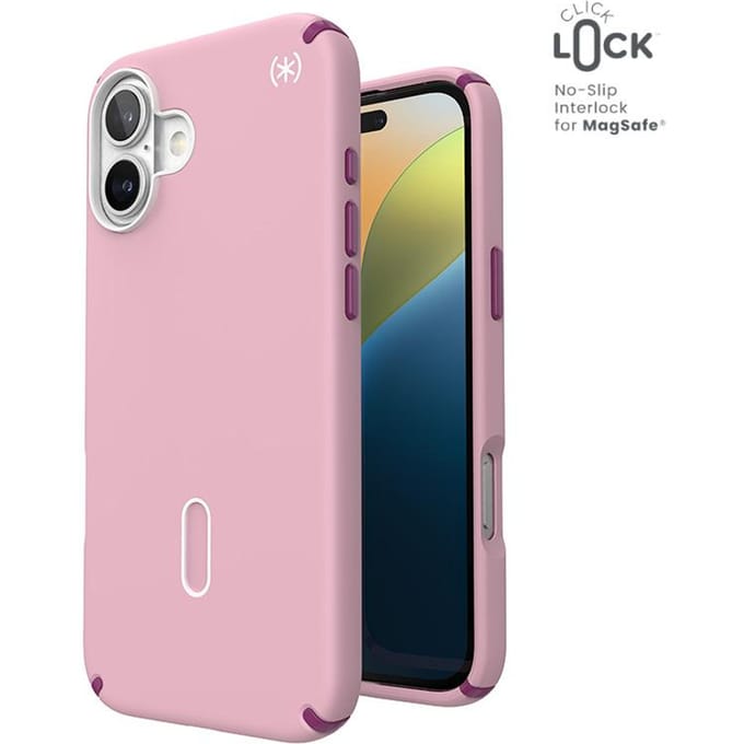 Speck Presidio2 Pro ClickLock & MagSafe - iPhone 16 Plus Case - Wednesday Pink / Boysenberry Purple / White