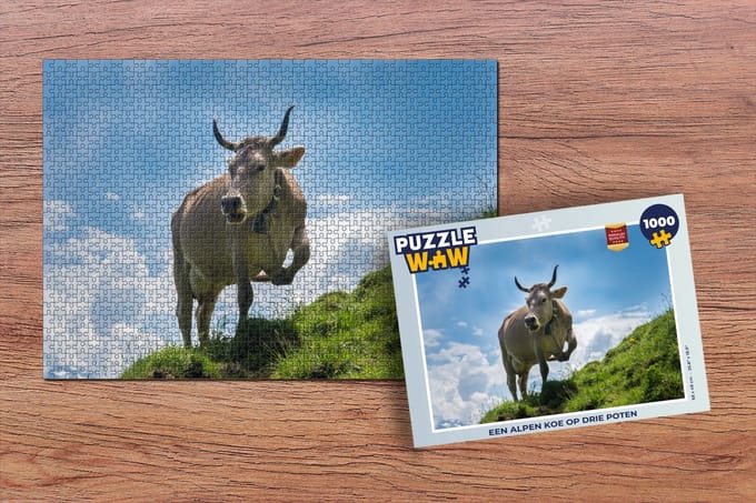 Puzzel Koe - Gras - Alpen - Legpuzzel - Puzzel 1000 stukjes volwassenen