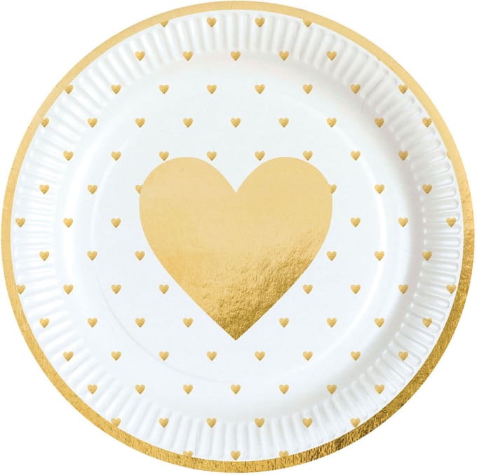 RIETHMULLER - 8 gouden hart kartonnen borden 23 cm voor Valentijnsdag