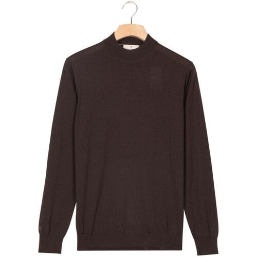 Thomas Maine Trui Turtle Neck Pullover Subtle Melange Color Single Knit Bruin / male