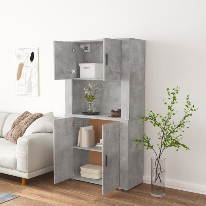vidaXL - Hoge - kast - bewerkt - hout - betongrijs