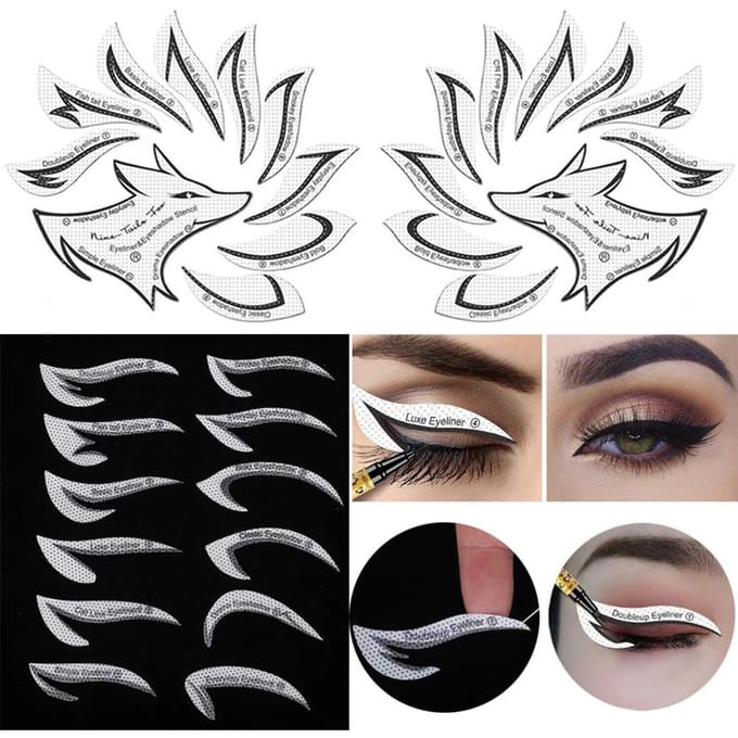 Professionele Eyeliner Stencil Oogschaduw Stencil Set Niet-geweven Eyeliner Stencil Kit Eyeliner gray