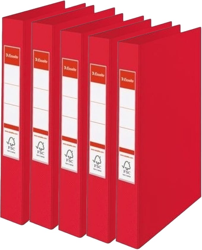 Esselte Ringband mappen/ordners - 5x - rood - A4 - opbergen - kantoorartikelen