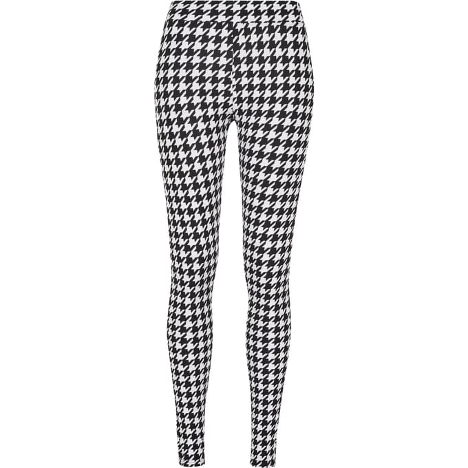 Urban Classics - Soft AOP blackhoundstooth Legging - M - Zwart/Wit