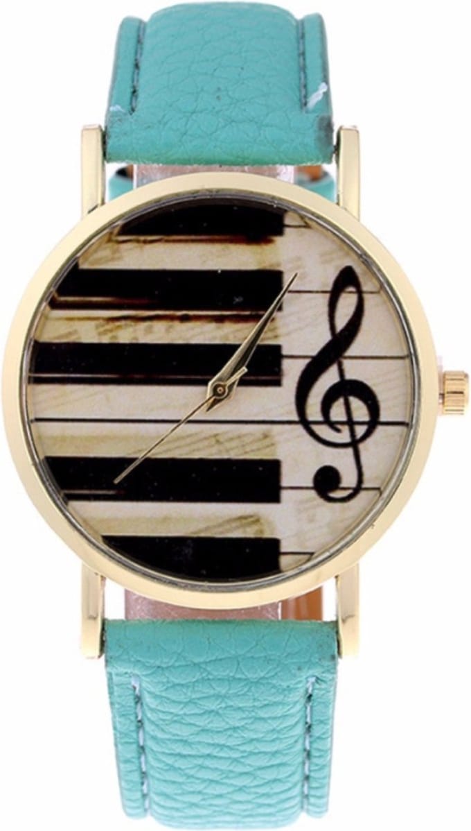 Hidzo Horloge Piano - Ø 37 mm - Turquoise - Kunststof