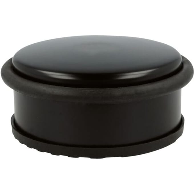 Deurstopper - mat roestvrij staal - Ø 100 x H 40 mm - met rubberen ring als deurbescherming - antislip - zwart