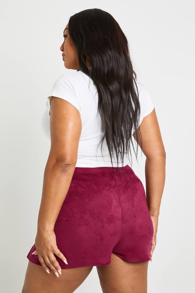 boohoo Dames Plus suede wikkel-skort | Burgundy | Maat: 22