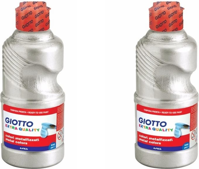 Giotto Hobby verf - 2x - zilver metallic - 250 ml - plakkaatverf - knutselen