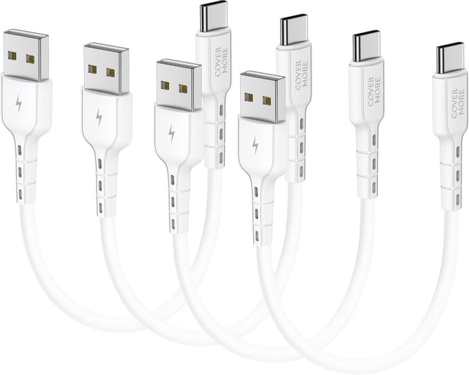 Usb A naar usb C kabel - 4 stuks - Usb C naar usb - Korte oplaadkabels voor smartphone, tablet, ereader, accessoires met usb C ingang - Voordeelpak - 30cm - Wit