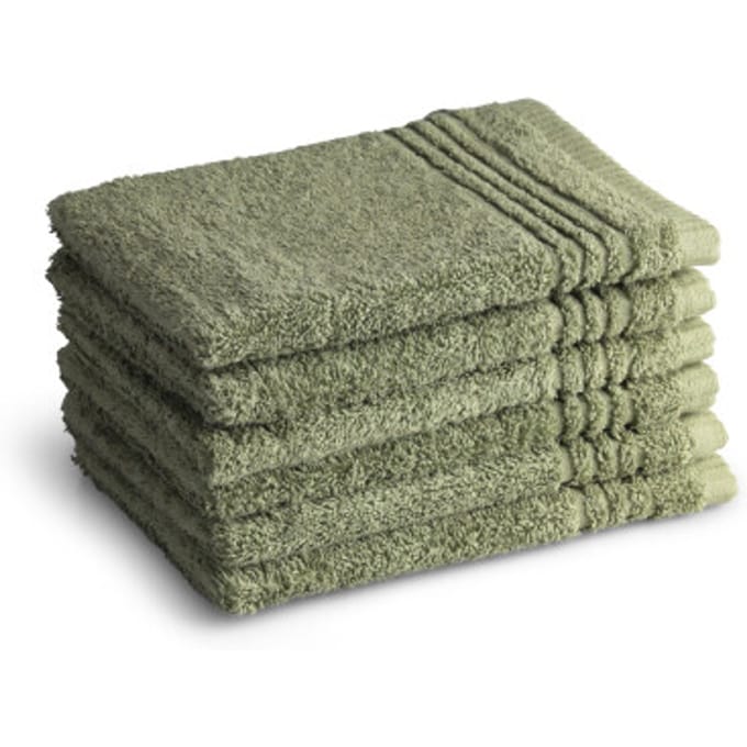 PHLOX Supreme Washandjes 16x21 - set van 6 - Zware kwaliteit 600 g/m2 - Oud Groen