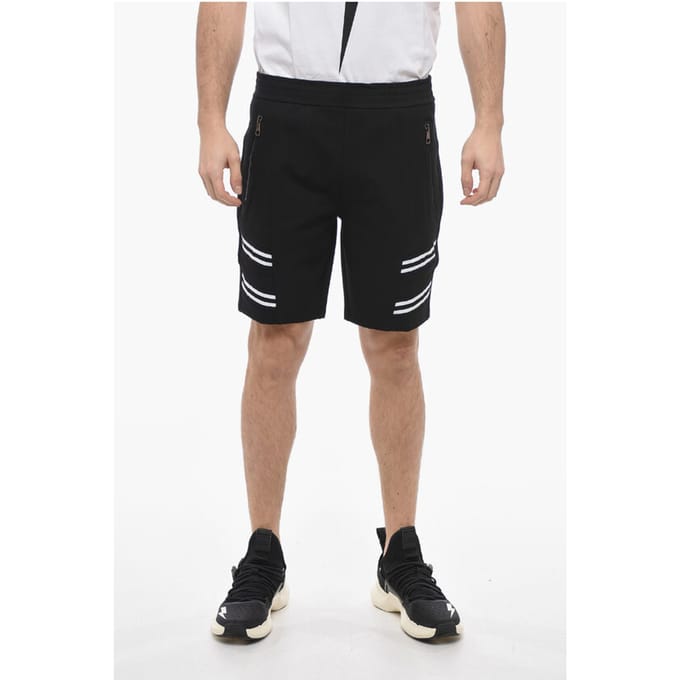 Lage taille losse VARSITY shorts met elastische inzetstukken in zwart