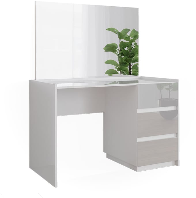 Vicco Marla Kaptafel – 120 cm met 3 laden en spiegel Wit Hoogglans