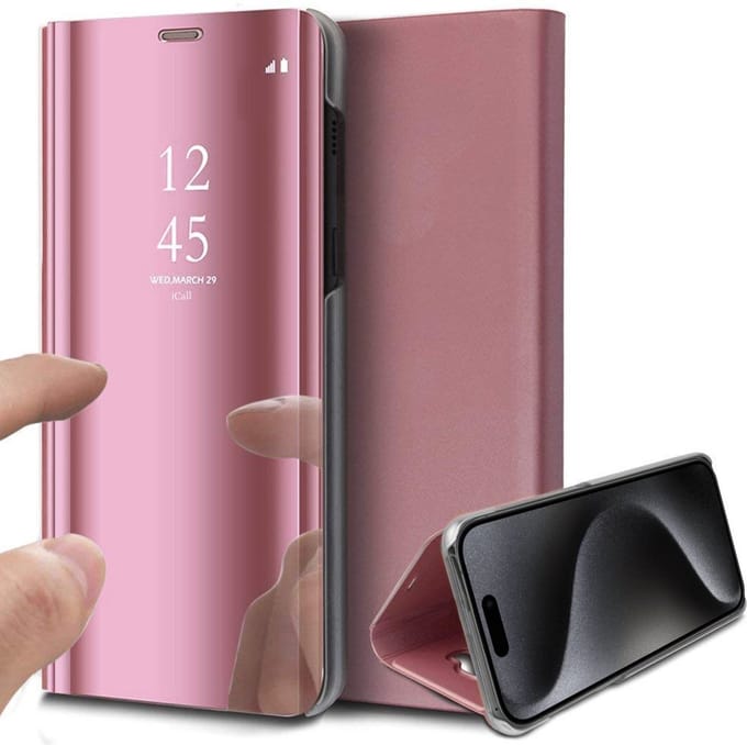 Hoesje geschikt voor iPhone 15 Pro Max - Book Case Spiegel Roségoud