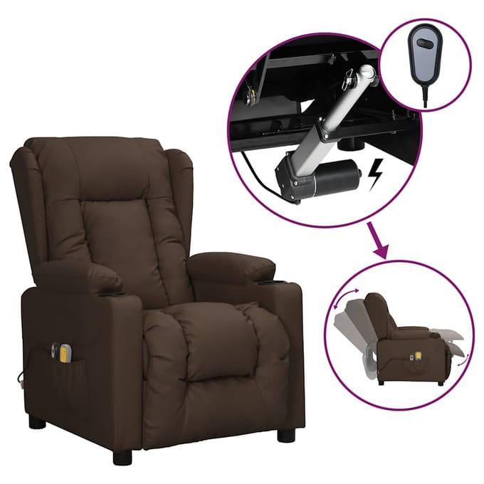 vidaXL - Massagestoel - elektrisch - kunstleer - bruin
