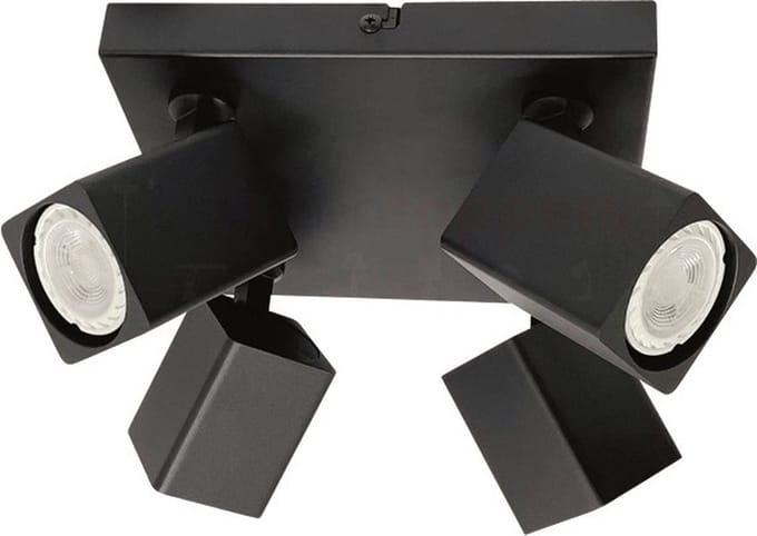 Spot Quadro Zwart GU10 4-Lichts