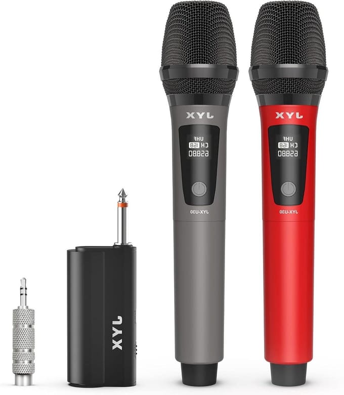 Draadloze Microfoon Set - UHF Microfoons - Karaoke en Optredens - Automatische Koppeling - 150 voet bereik - Metaal