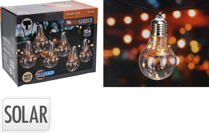 Feestverlichting - 10 Lampen - Warm Wit Licht - Solar