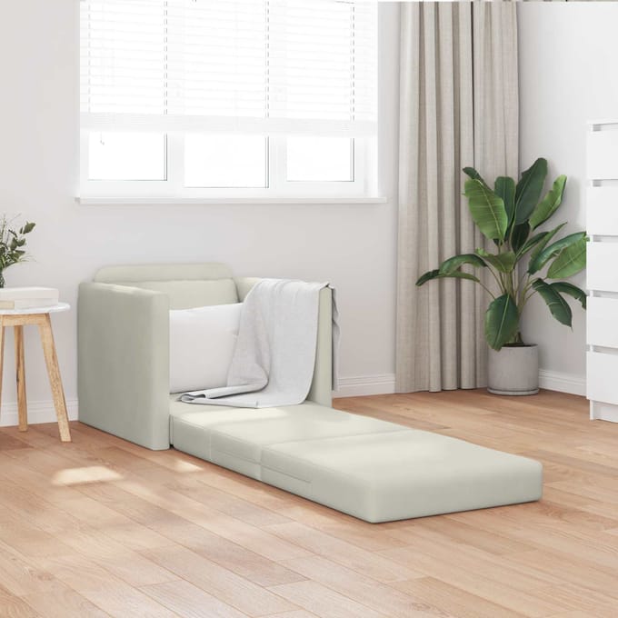 vidaXL - Slaapbank - Crème - 74 - x - 77 - x - 81 - cm - Fluweel